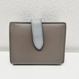 Celine Small Leather Strap Wallet  Two-tone Colorway Pebble/Mineral With COA